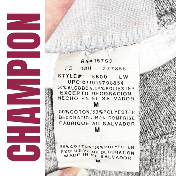 CHAMPION SWEATSHIRT FRENCH TEXT OUAI GRAPHIC GRAY BLACK, SIZE MEDIUM - Picture 6 of 9